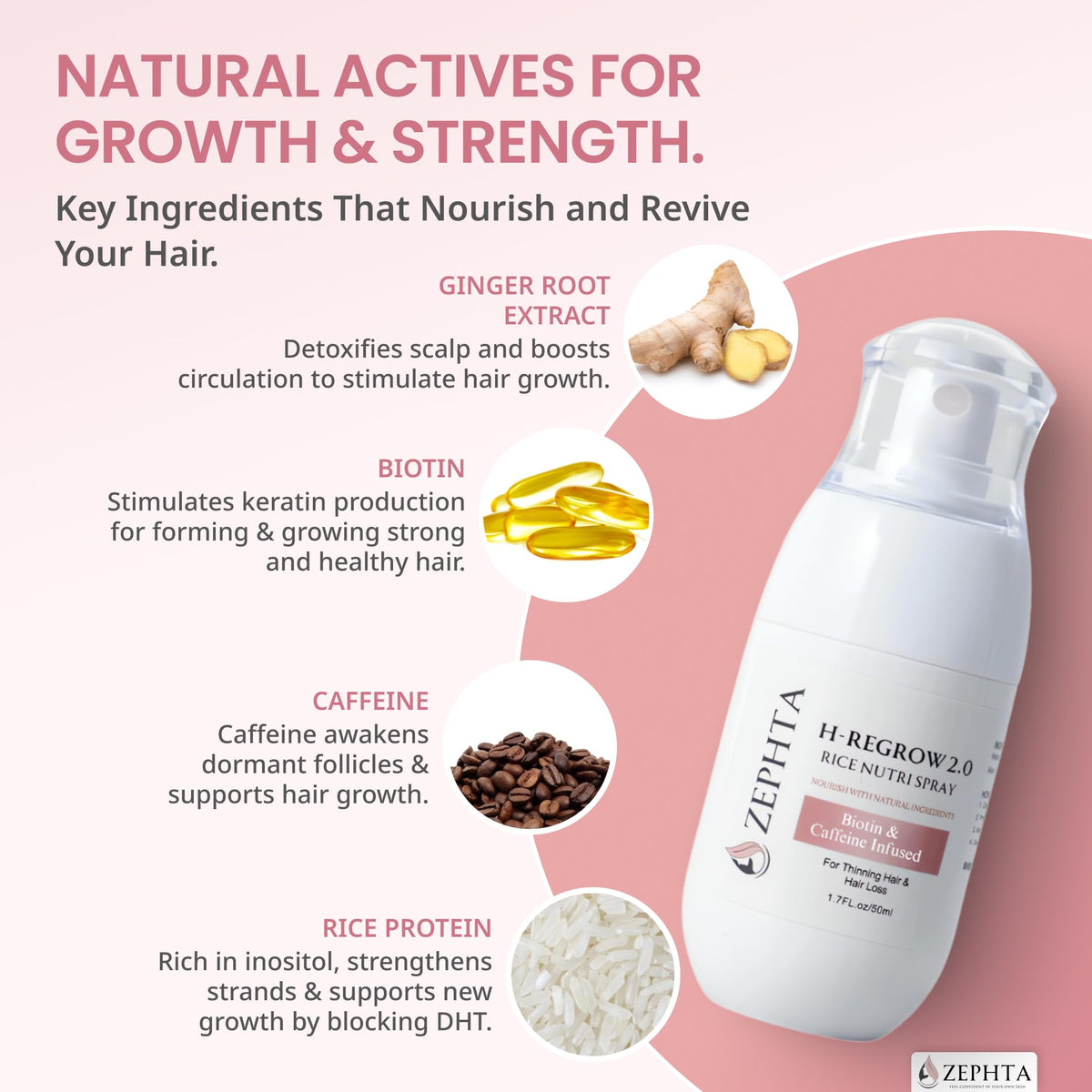 Zephta H-Regrow spray nozzle ready to mist for quick application