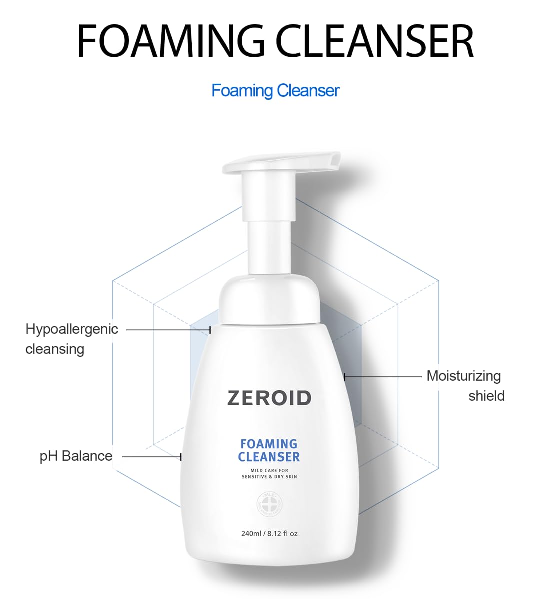 ZEROID foam texture close-up highlighting rich creamy lather and hydration