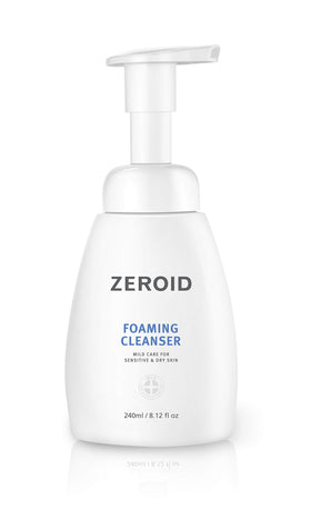 ZEROID front bottle shot showing clean design and gentle cleanser benefit