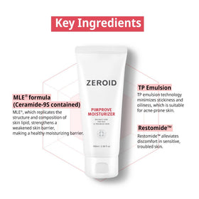 ZEROID application on face demonstrating calming effect and non-greasy absorption
