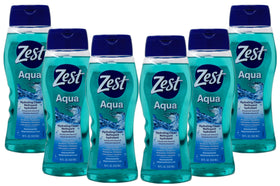 Zest front packaging showing Aqua scent and moisturizing benefits