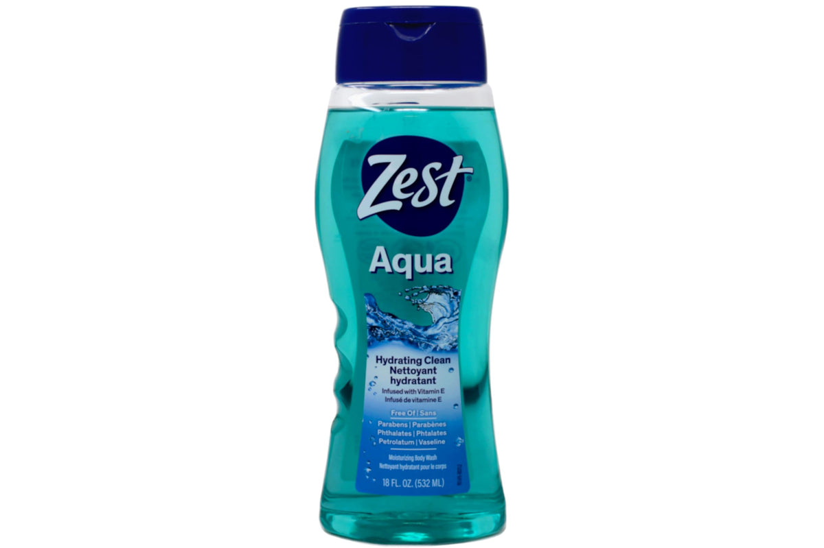 Zest close-up of pump and label highlighting vitamin E benefit