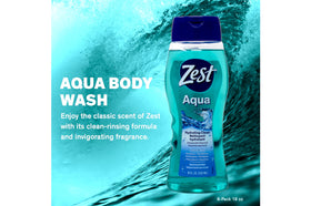 Zest size comparison beside toiletry items illustrating travel-friendly 18 oz