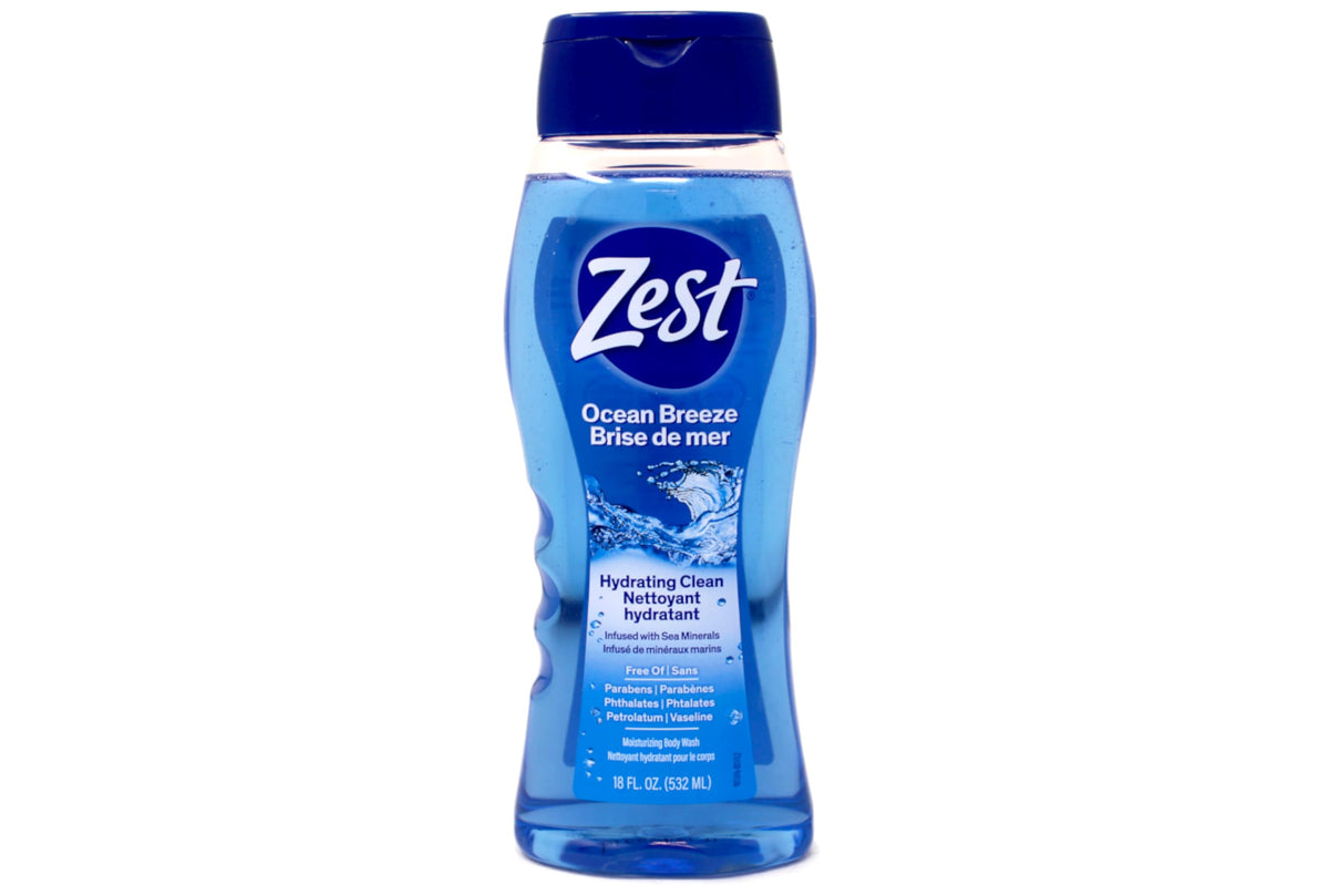 Zest bottle label clear view highlighting sea minerals and hydrating promise