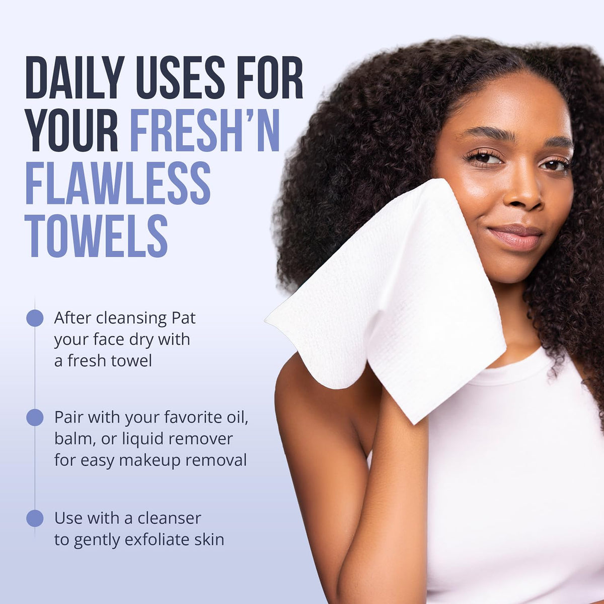 Zev close-up of towel texture highlighting soft viscose fibers for gentle cleansing