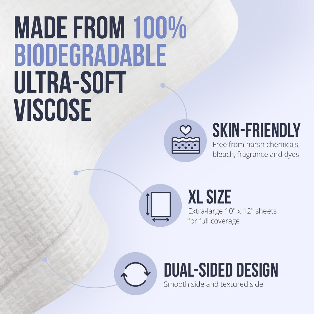 Zev towel held in hand to show 10x12 inch size and easy single-use handling