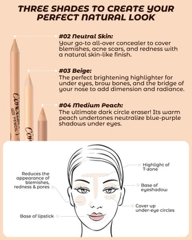 ZEVNI concealer pencil applied under eye demonstrating dark circle brightening