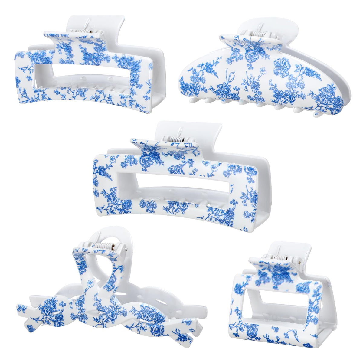 Zeyune front packaging showing five blue floral clips, attractive gift presentation