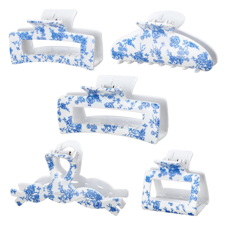 Zeyune front packaging showing five blue floral clips, attractive gift presentation