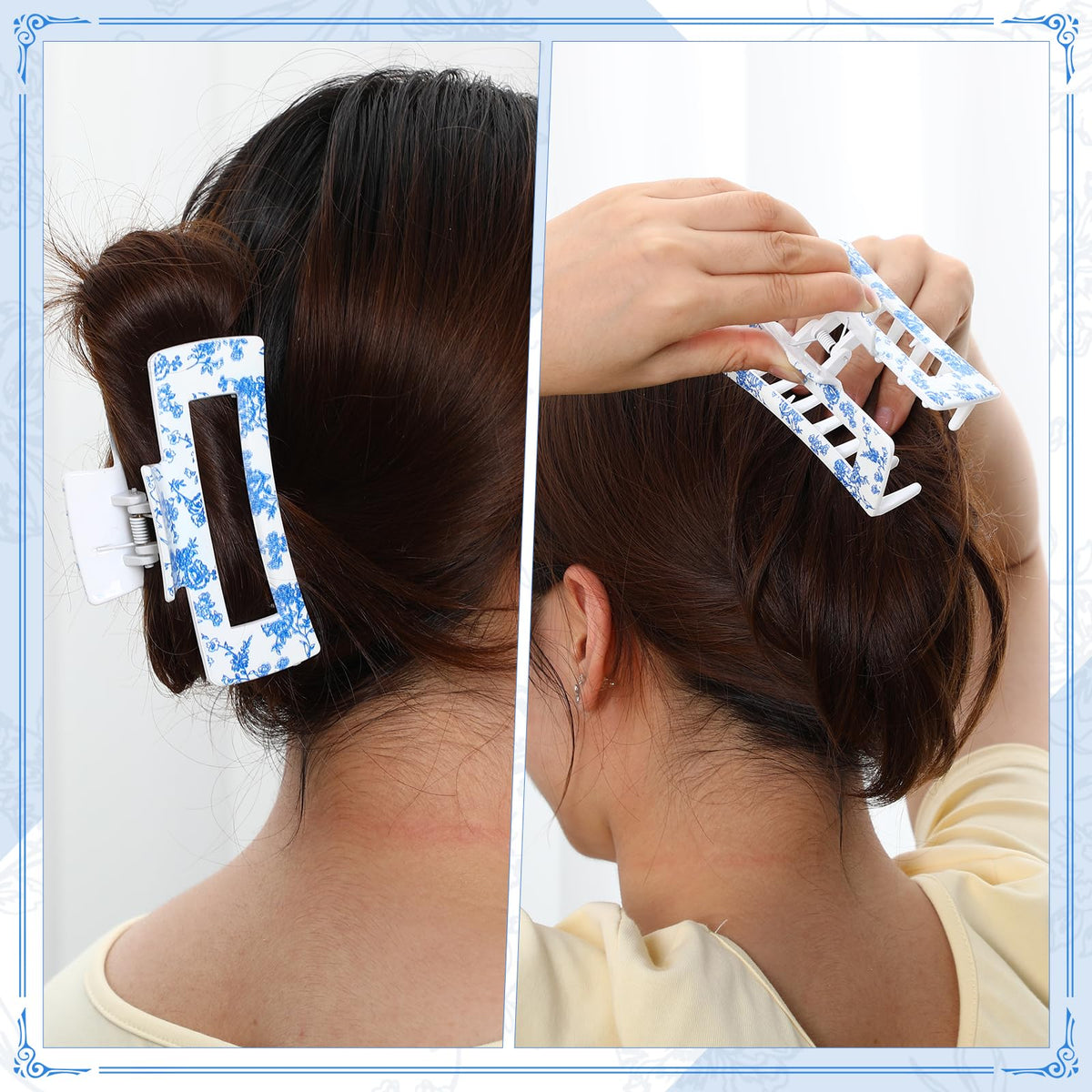 Zeyune five clips laid flat showing size range and easy styling choice benefit