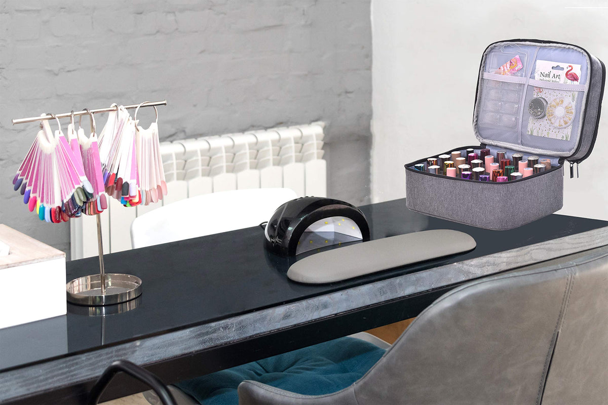 ZFZGFRCS open on a vanity with tools and polishes ready for use