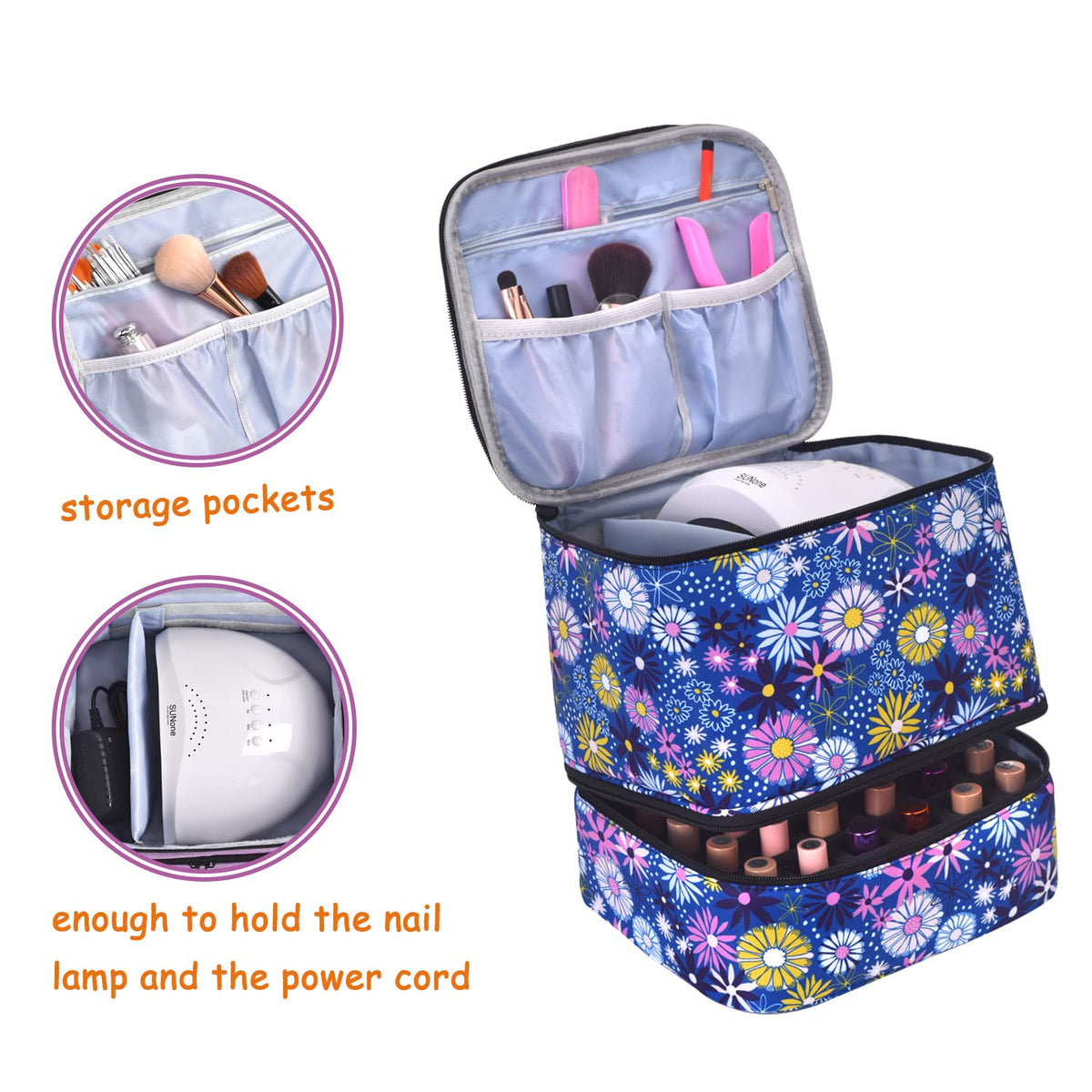 ZFZGFRCS upper compartment with nail lamp and tools for organized access benefit