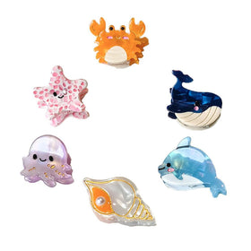 Zhaiye front packaging showing six sea-animal clips, neat gift-ready set