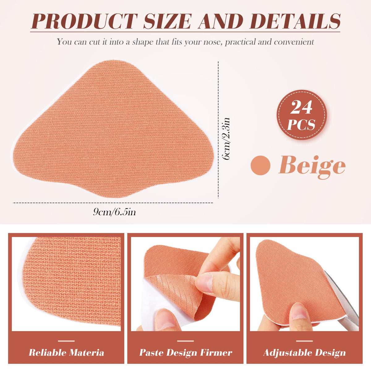 Zhengmy open package displaying 24 beige nose protectors ready to use