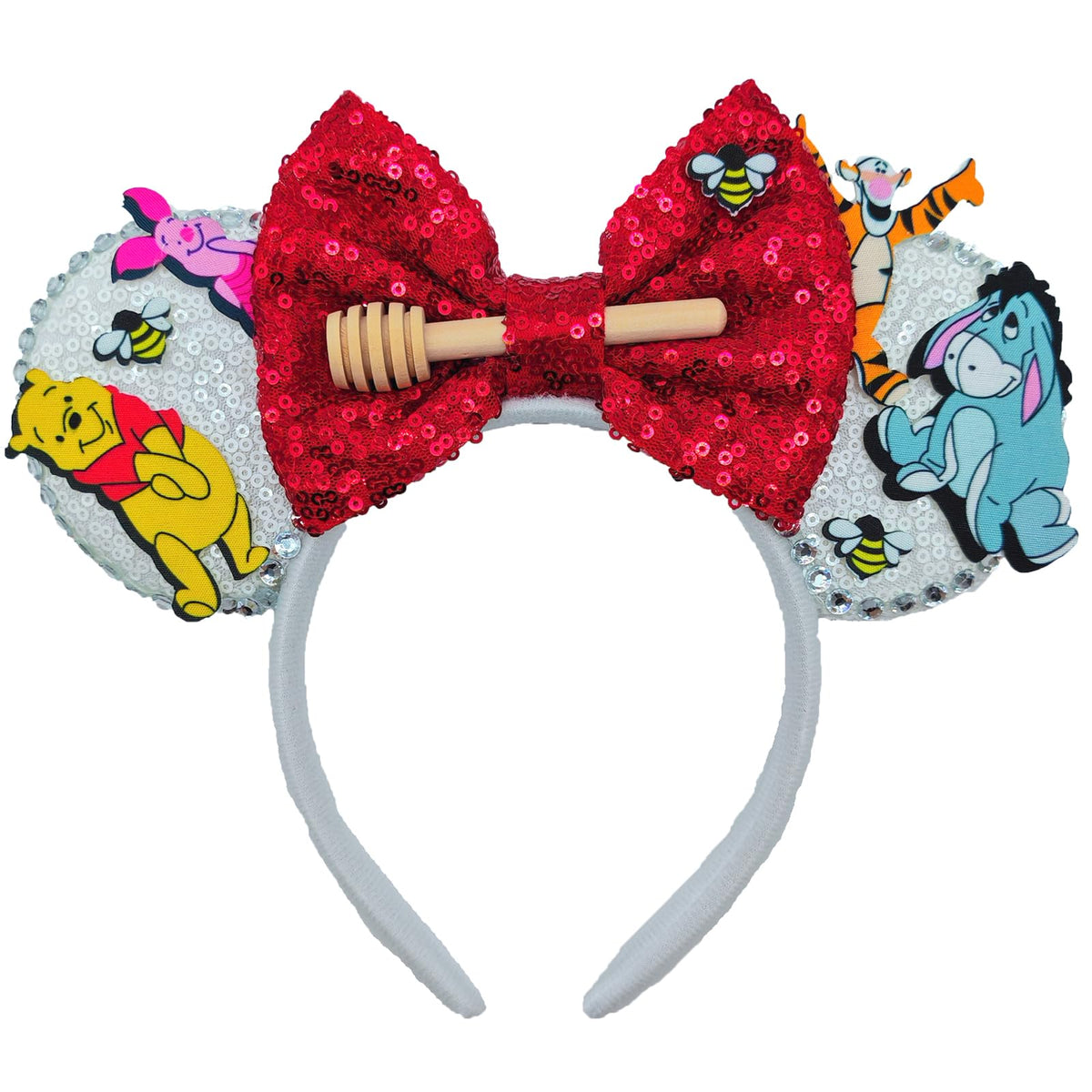 ZHENNAN headband front view showing glitter ears and joyful party appeal
