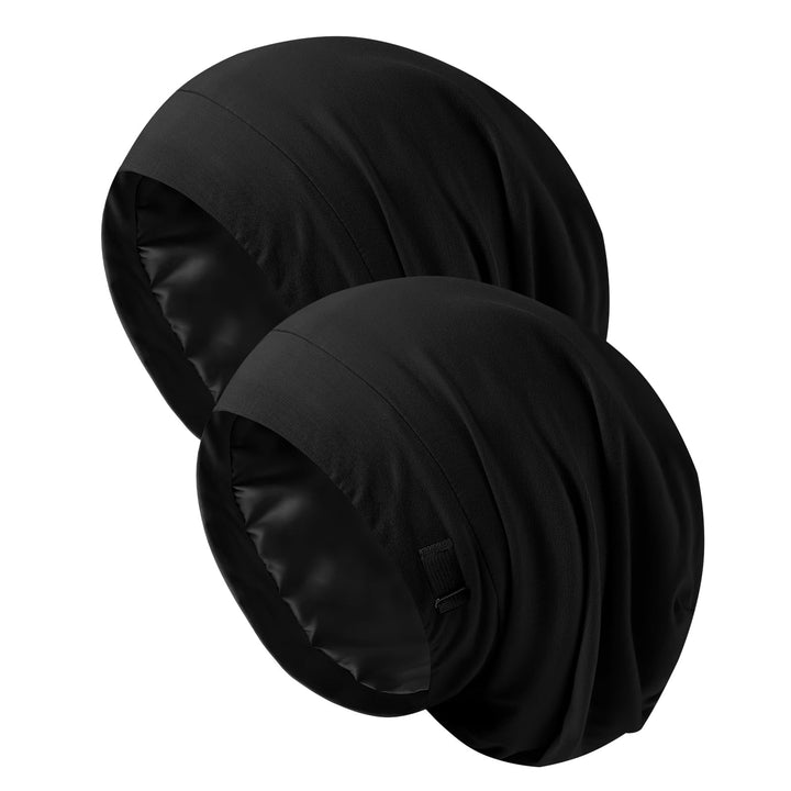 ZHENSILK front view of sleep bonnet beanie showing shape and fit benefit protection