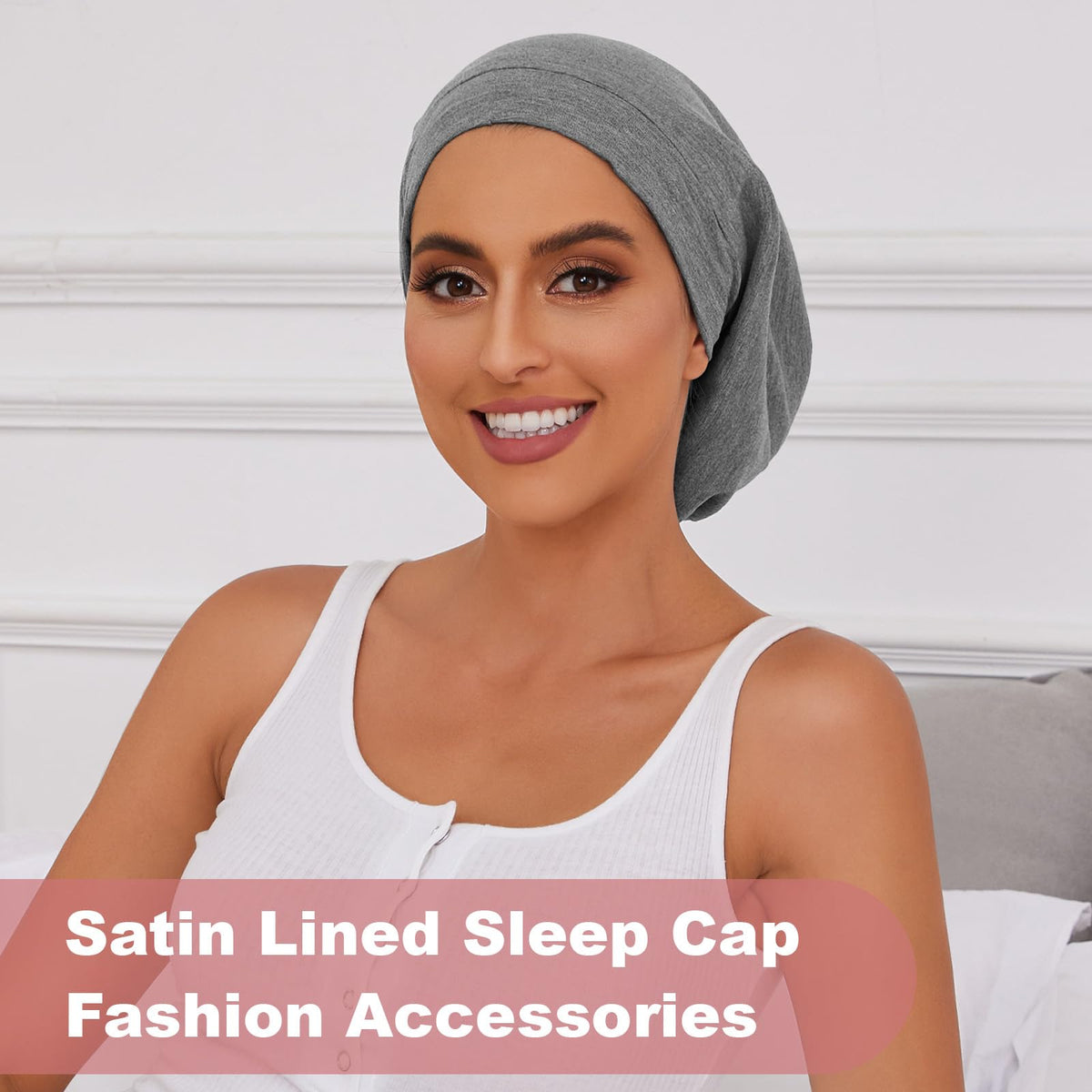 ZHENSILK bonnet beside travel pillow illustrating portability and on-the-go hair protection