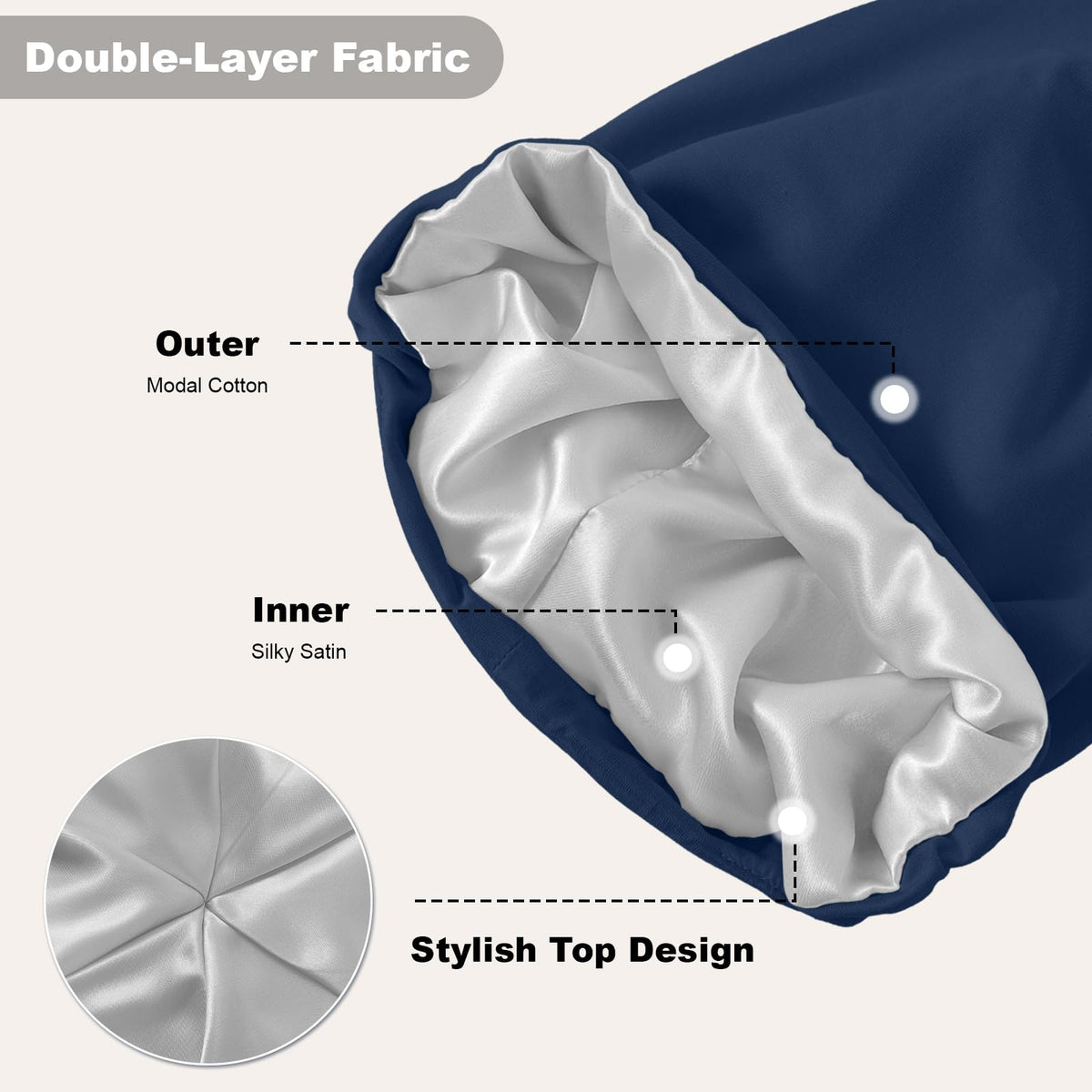ZHENSILK slouchy profile demonstrating roomy fit for curls and braids