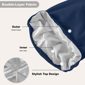 ZHENSILK slouchy profile demonstrating roomy fit for curls and braids