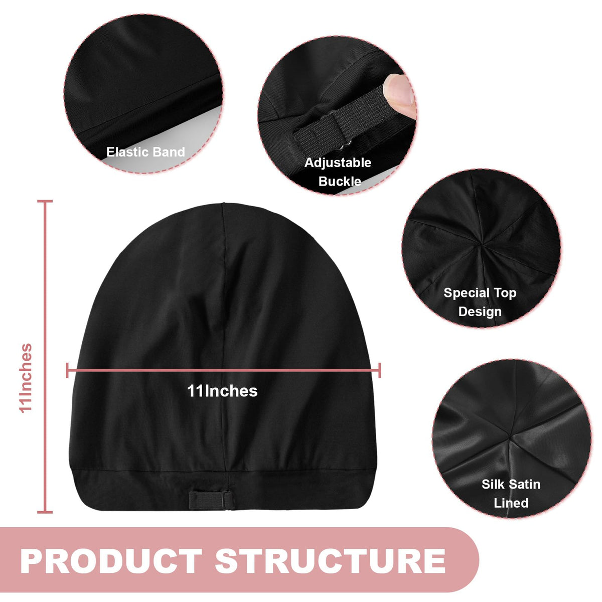 ZHENSILK top view highlighting six side slits that allow bulky hairstyles to fit comfortably