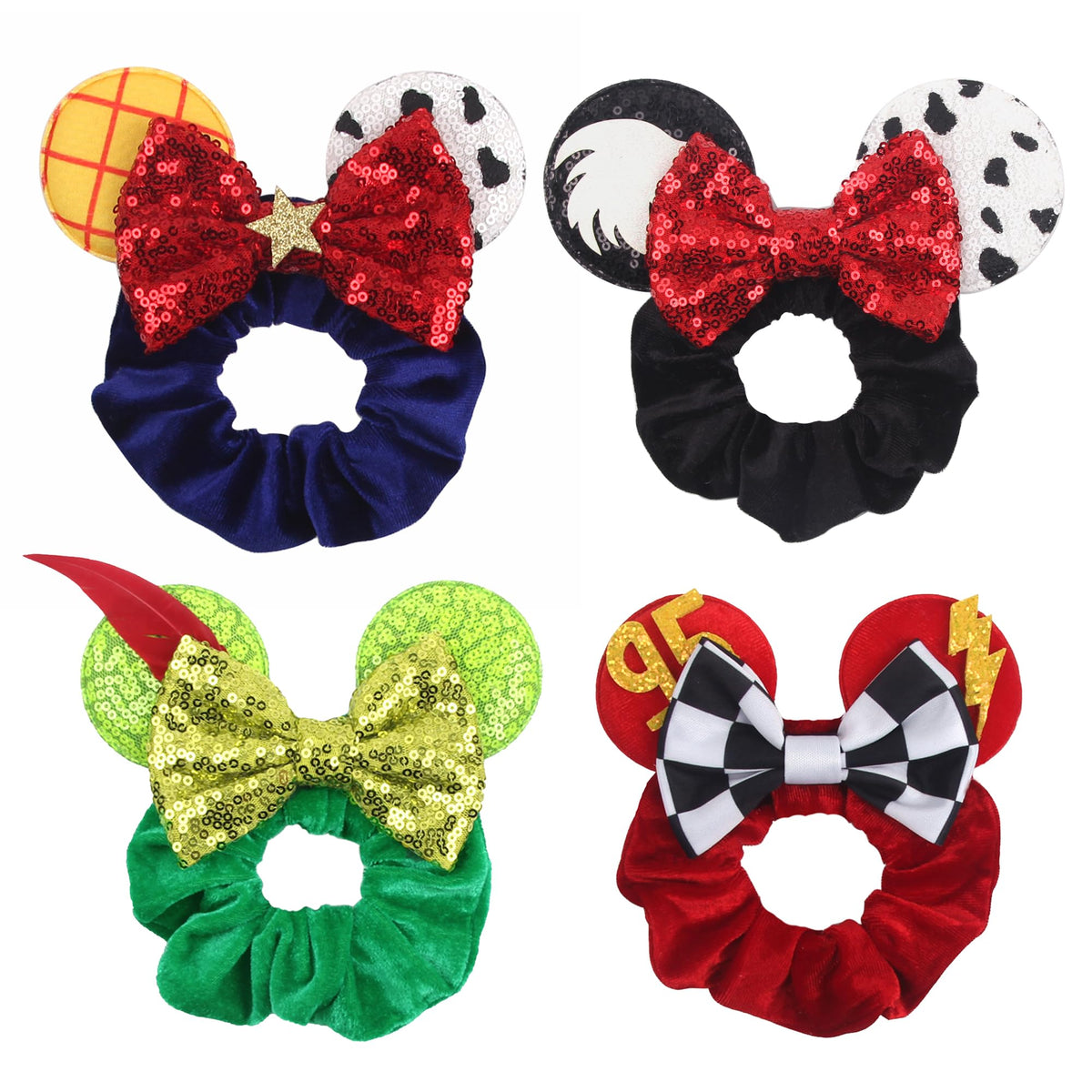 zhezesmila front view of four-pack scrunchies showing colors and packaging benefit standout gift
