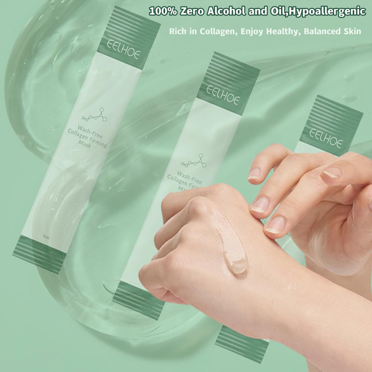 zhnnt sachet next to a hand for size comparison and portion clarity