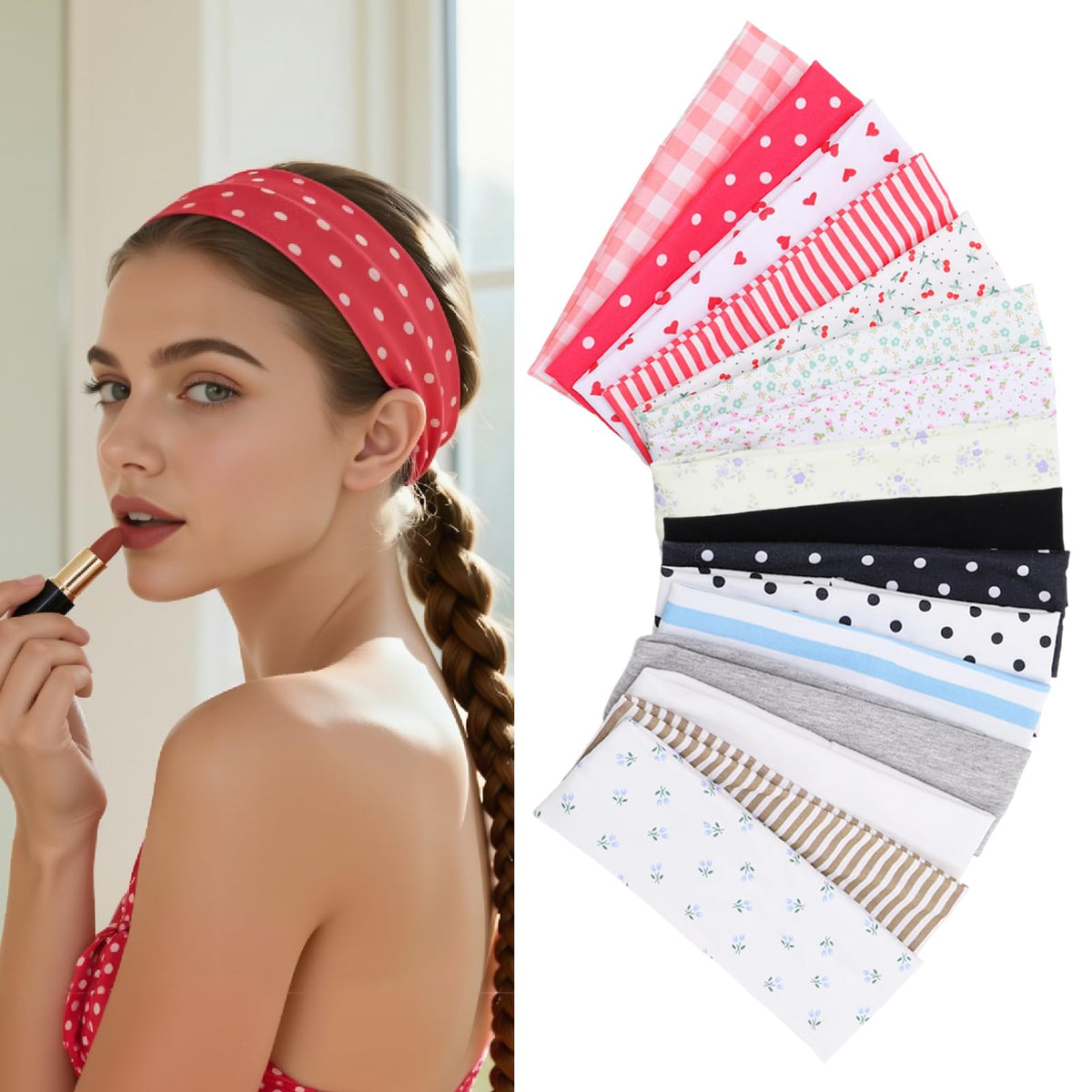 ZhouBoat front view of 16-piece headband set shows style variety and convenience