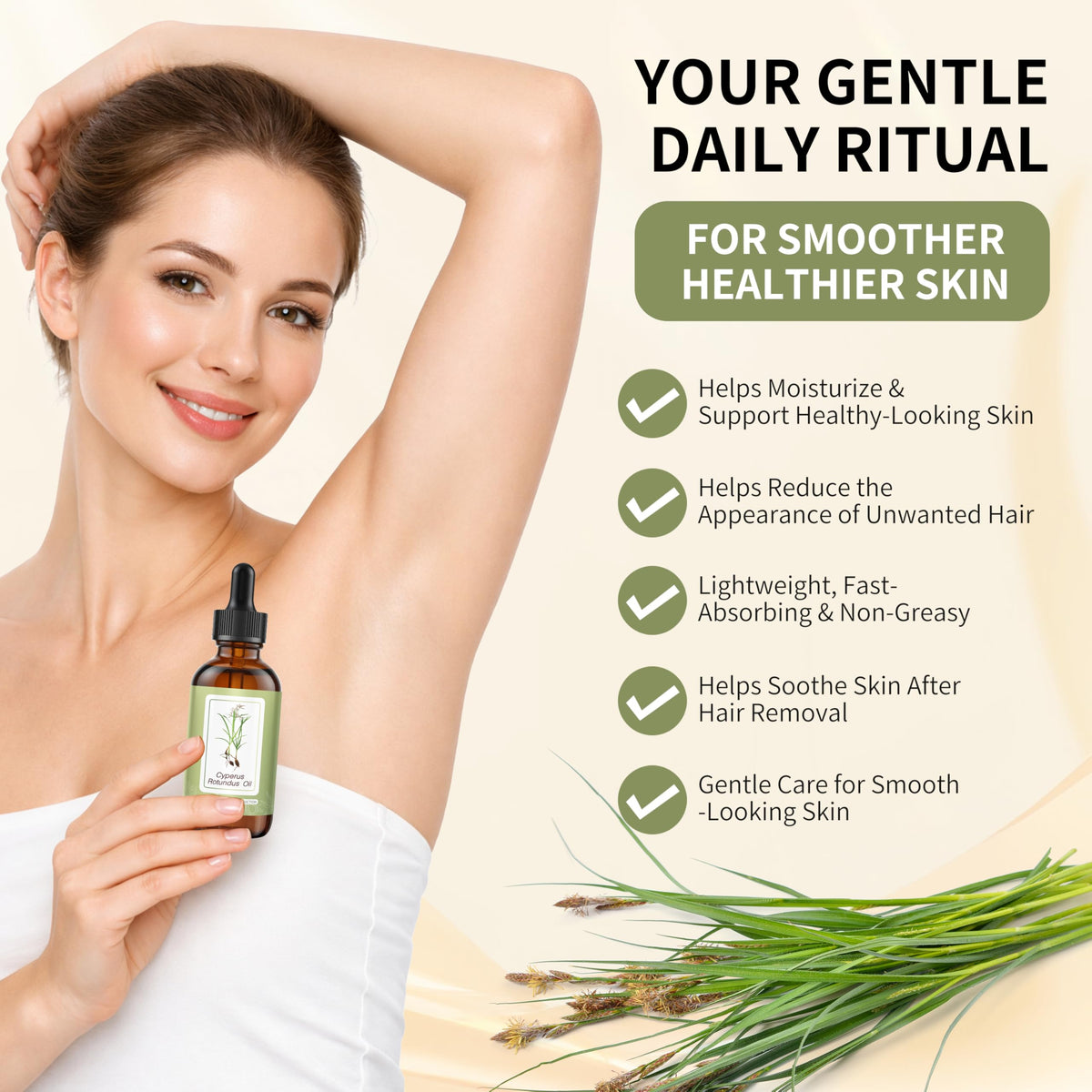 ZIIDII oil texture on skin illustrating fast absorption and non-greasy finish