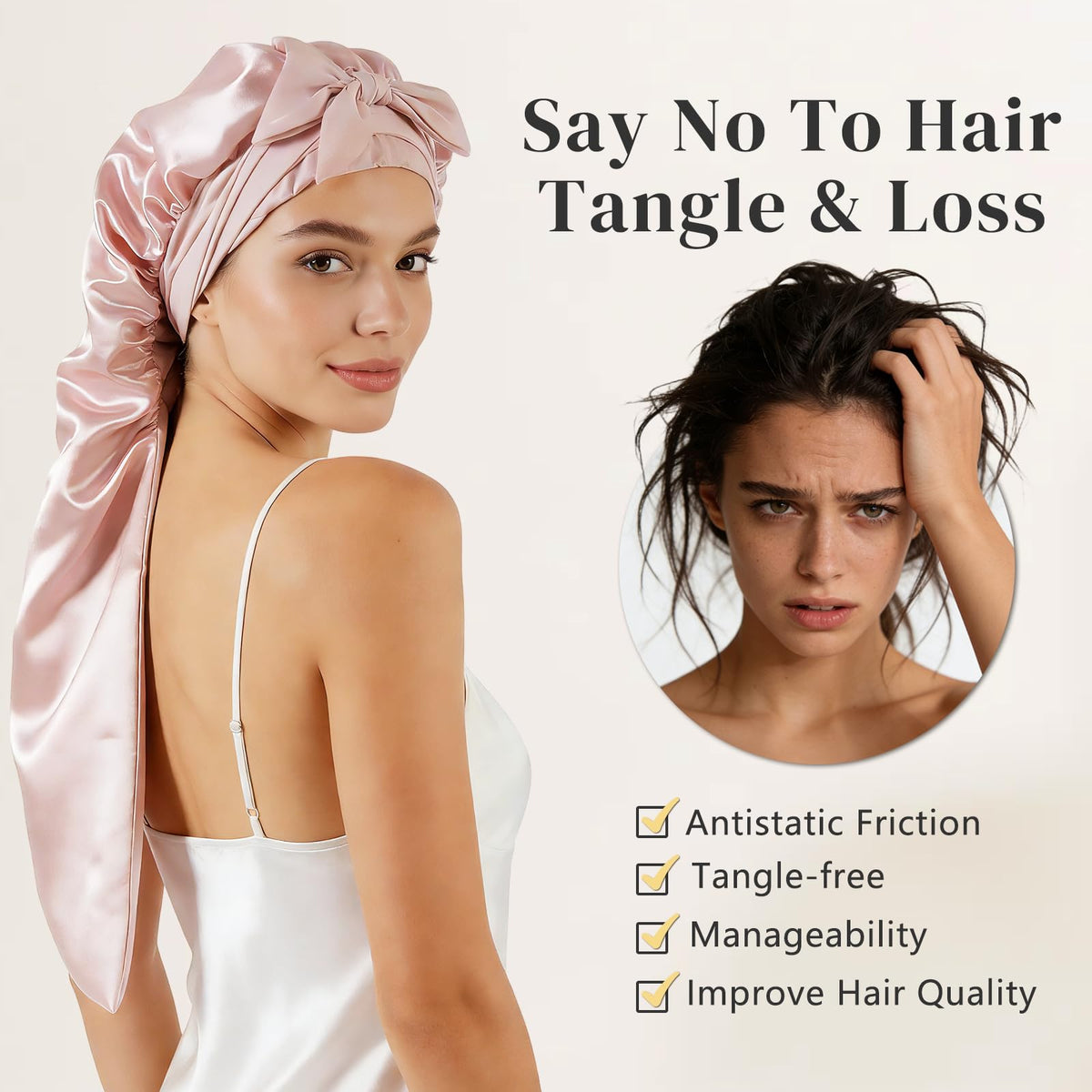 ZIMASILK soft elastic tie band detail for secure comfortable overnight hold