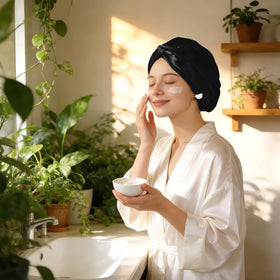 ZIMASILK bonnet holding hair showing reduced friction benefit