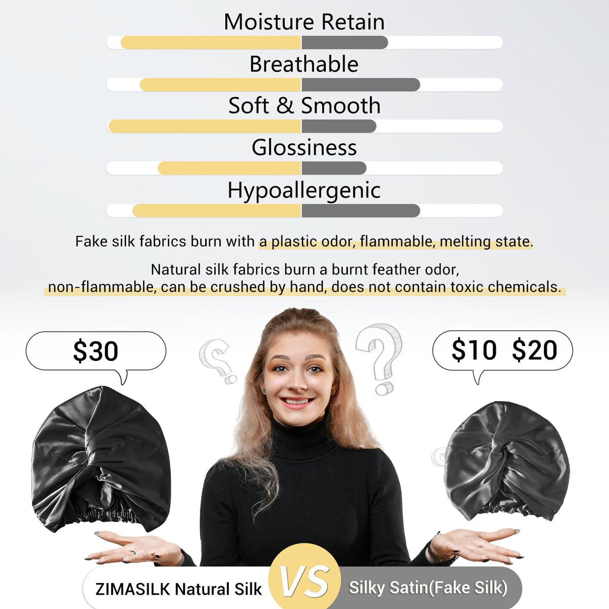 ZIMASILK interior seam finish illustrating gentle fabric touch