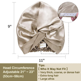 ZIMASILK model sleeping comfortably wearing bonnet to reduce friction and frizz