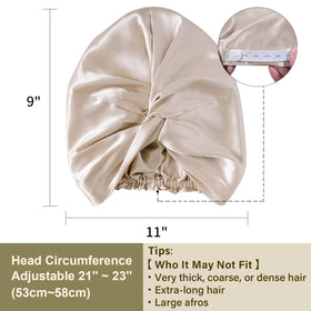 ZIMASILK bonnet beside ruler showing size and fit for average adult heads