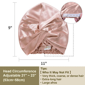 ZIMASILK model wearing bonnet at night displaying comfortable overnight hold
