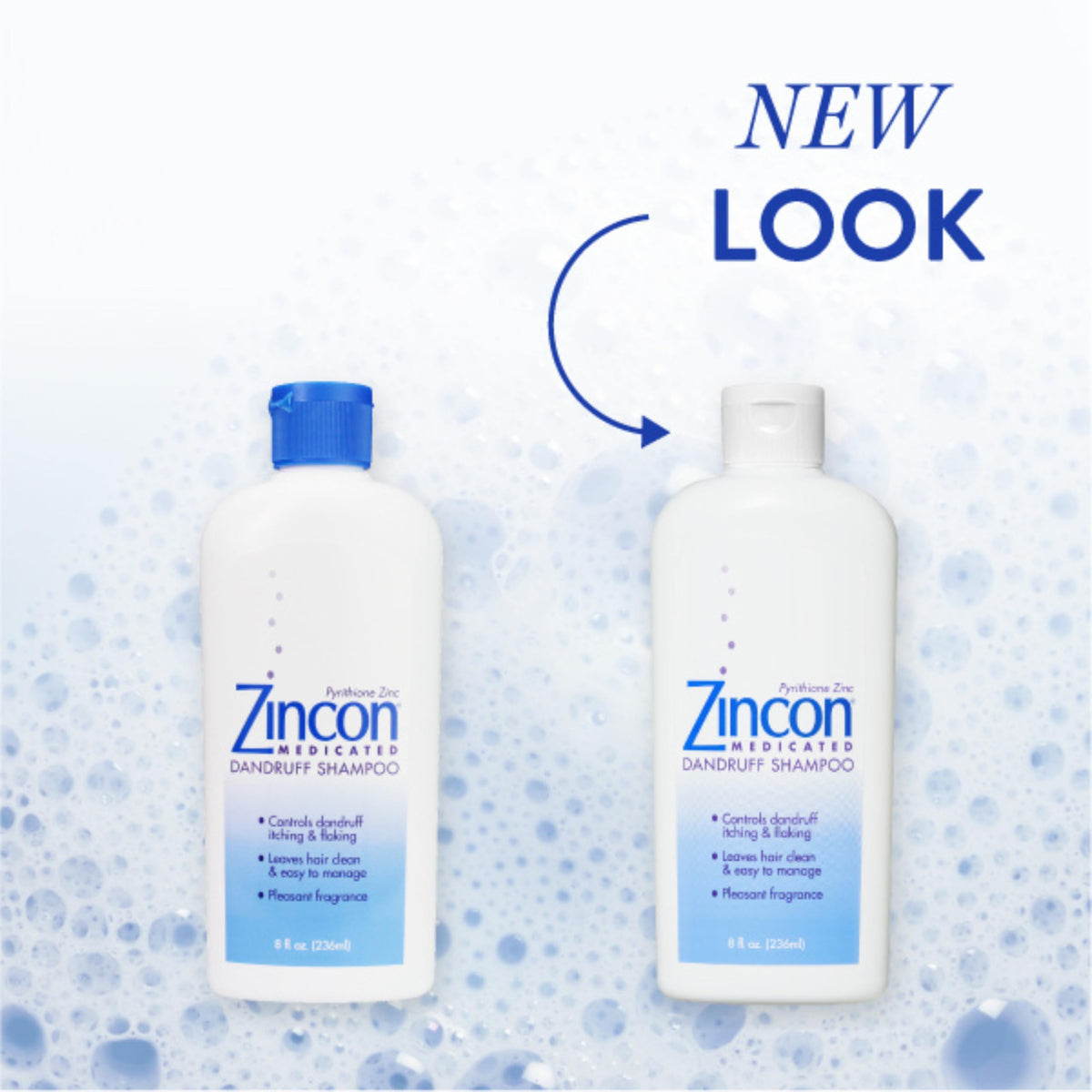 ZINCON label close-up highlighting 1% pyrithione zinc and active benefit