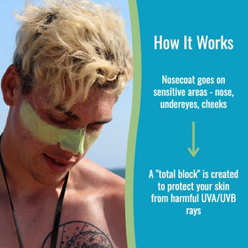 Zinka application on nose in sun demonstrating visible protection for athletes
