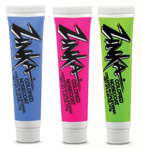 Zinka front packaging showing three colorful nosecoat tubes and visible protection