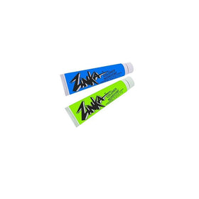 Zinka front packaging showing blue and green 0.6 oz tubes for visible sun protection