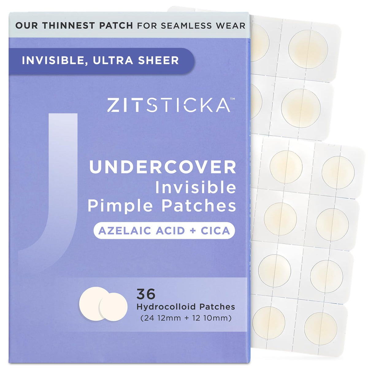 ZitSticka front packaging showing product count and clear patch concept
