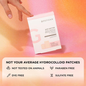 ZitSticka nine-pack contents laid out to show patch sizes and packaging