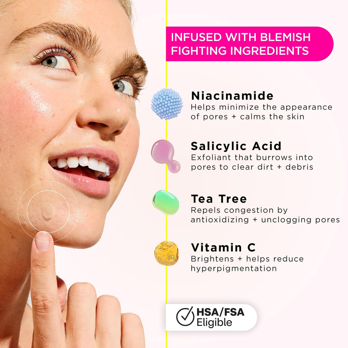 ZitSticka patch applied to facial spot protecting and flattening
