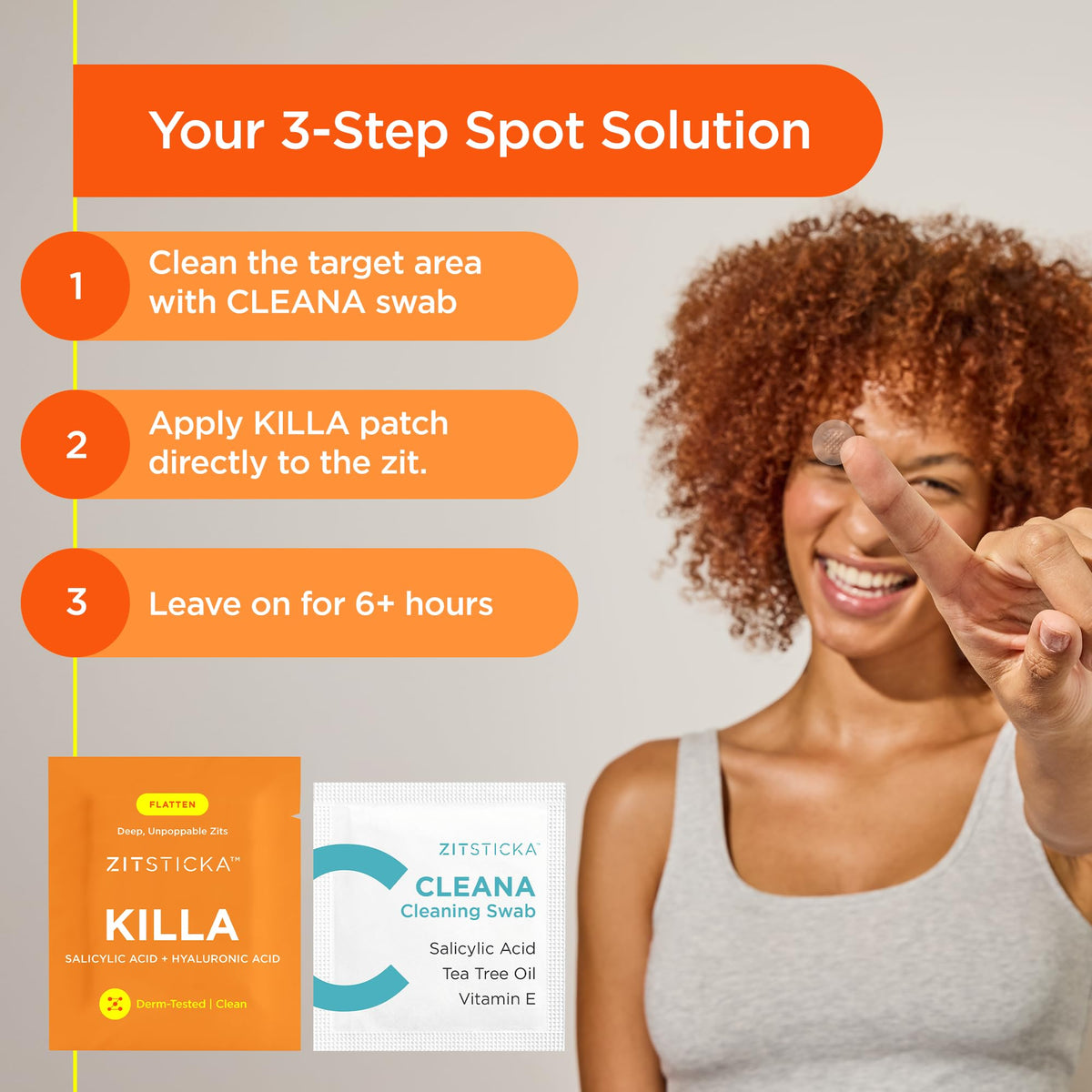 ZitSticka KILLA patch applied to cheek demonstrating concealed spot treatment