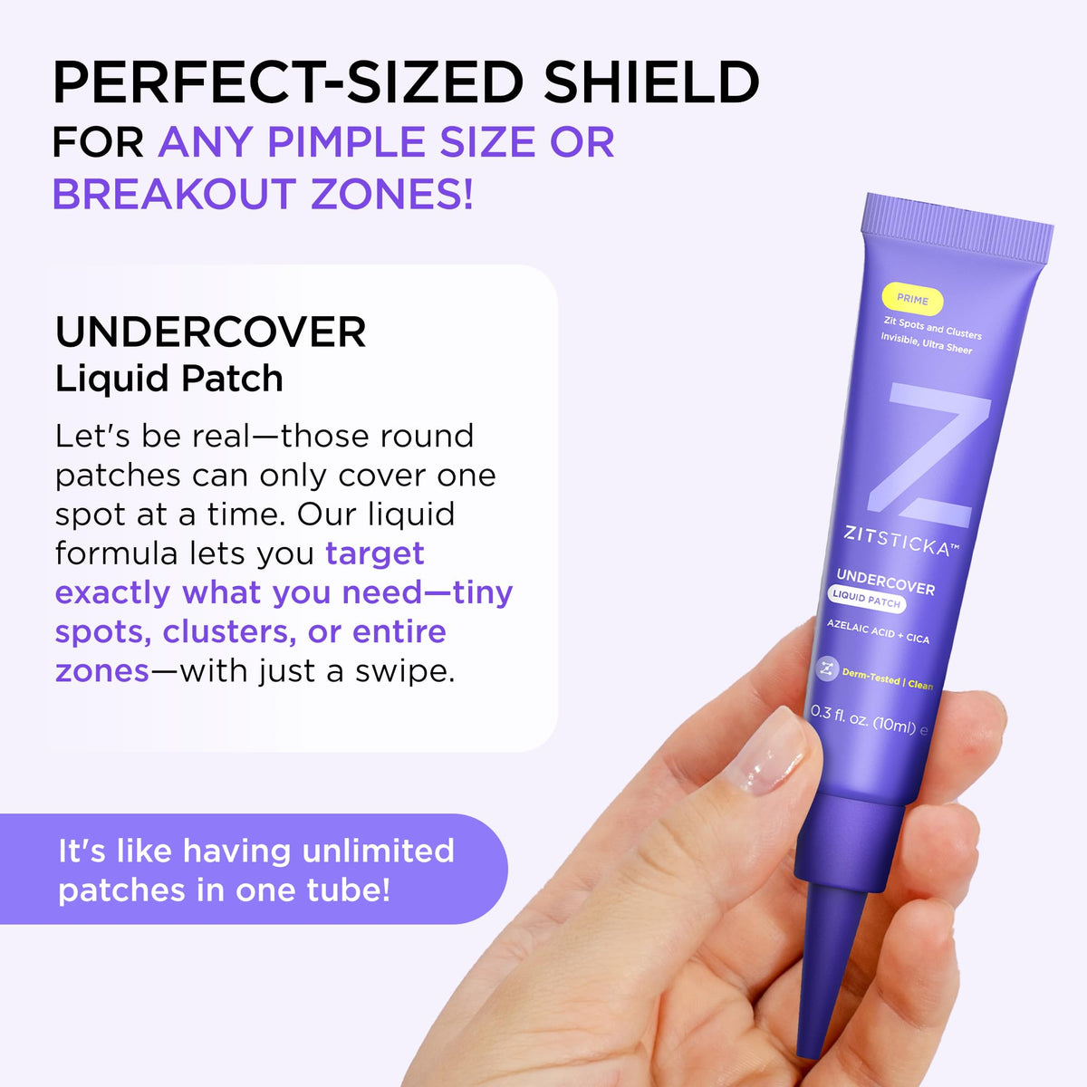 ZitSticka under makeup demo showing discreet wear and blendability