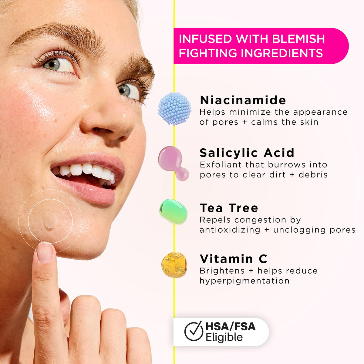 ZitSticka patch applied to cheek demonstrating discreet coverage benefit