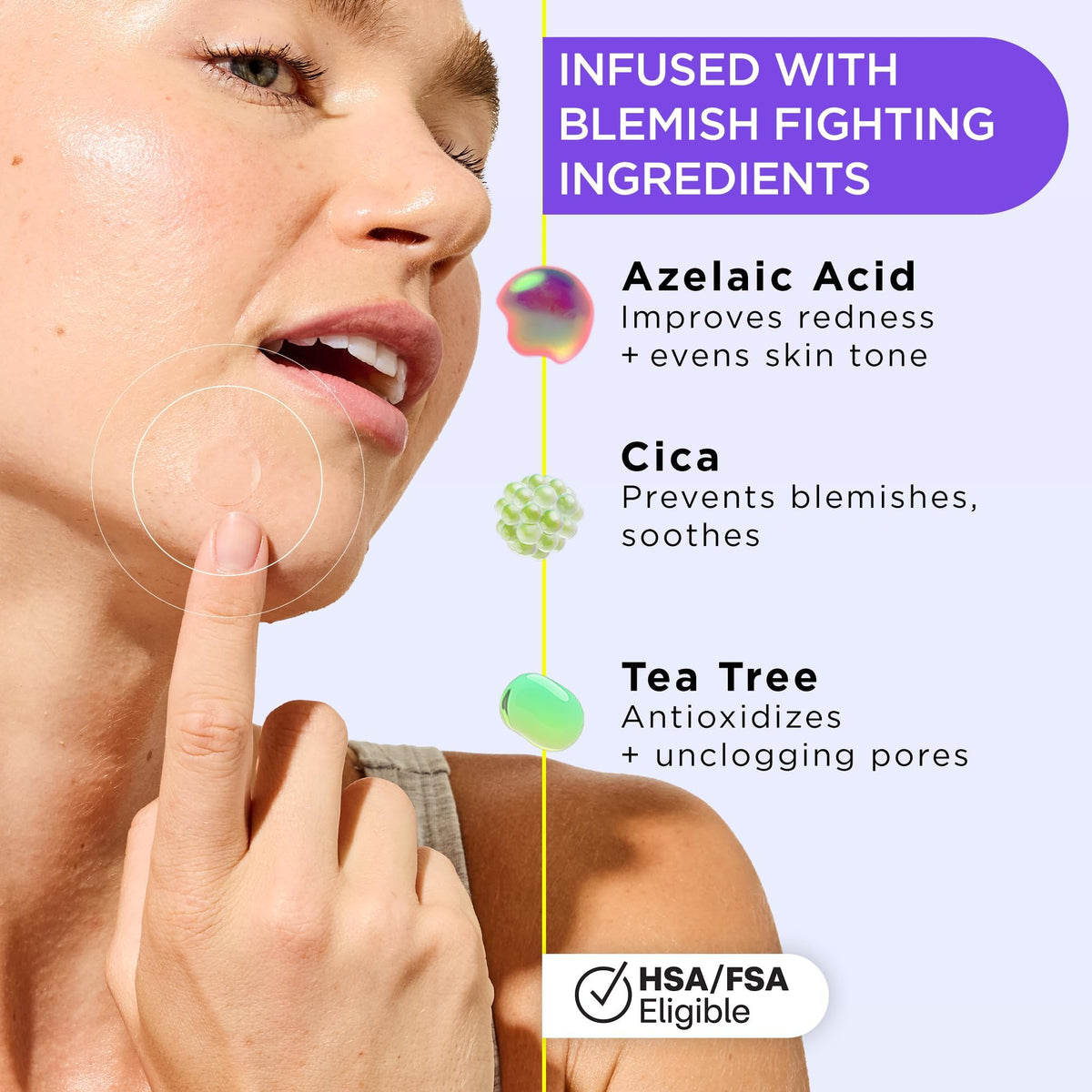 ZitSticka patch applied to cheek showing hygienic no-touch placement benefit