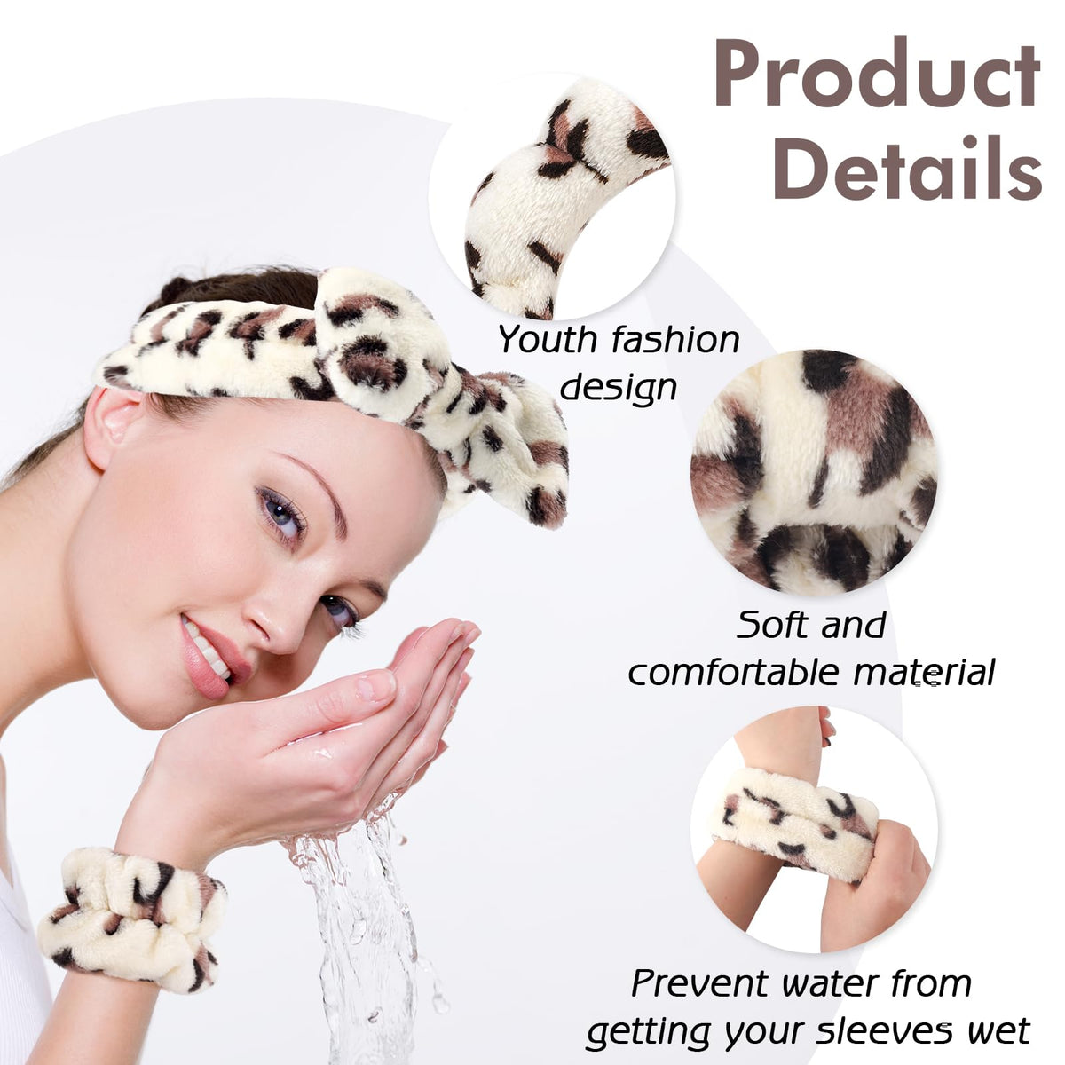 Zkptops headband in use keeping hair back during face washing for convenience