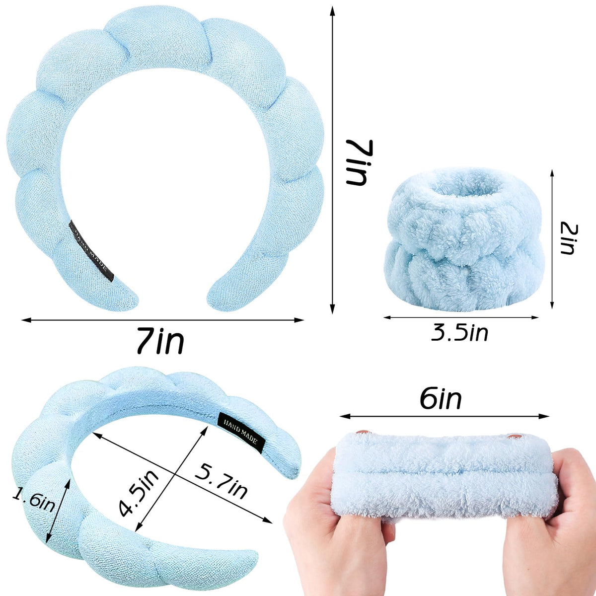 Zkptops headband next to hand showing flexible size and fit