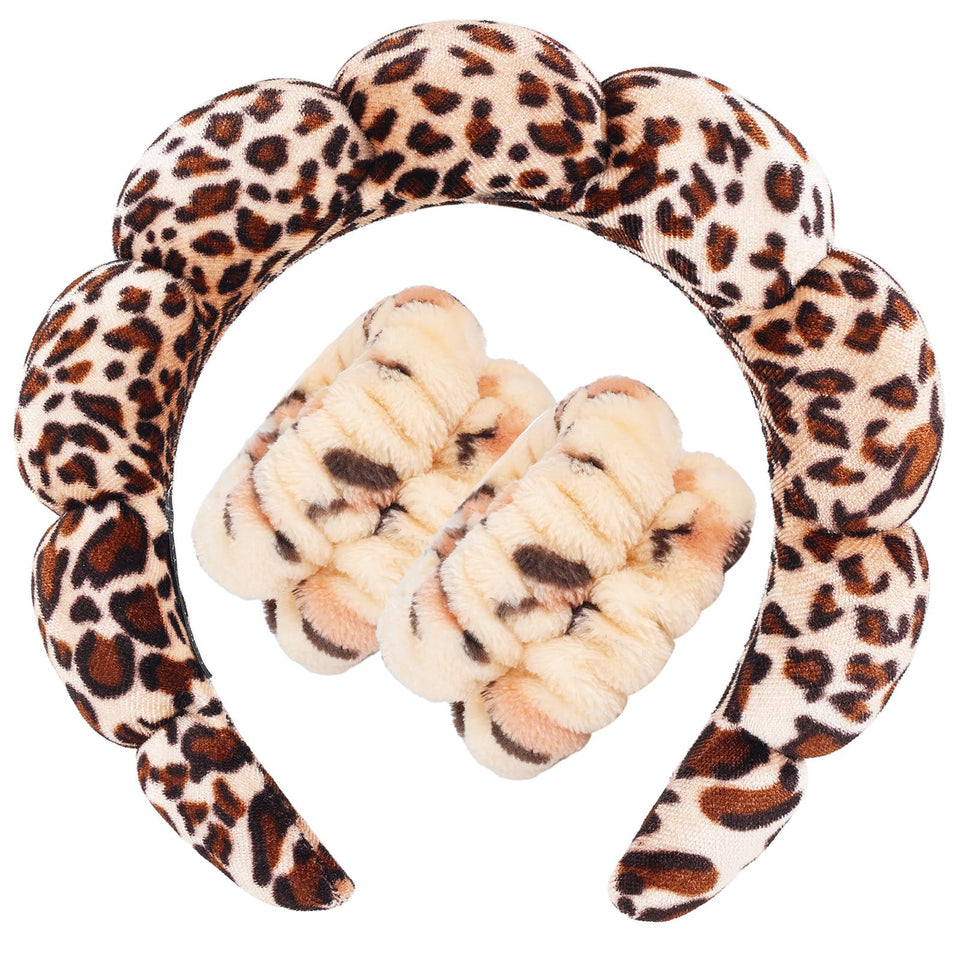 Zkptops headband front view shows leopard design and secure hold