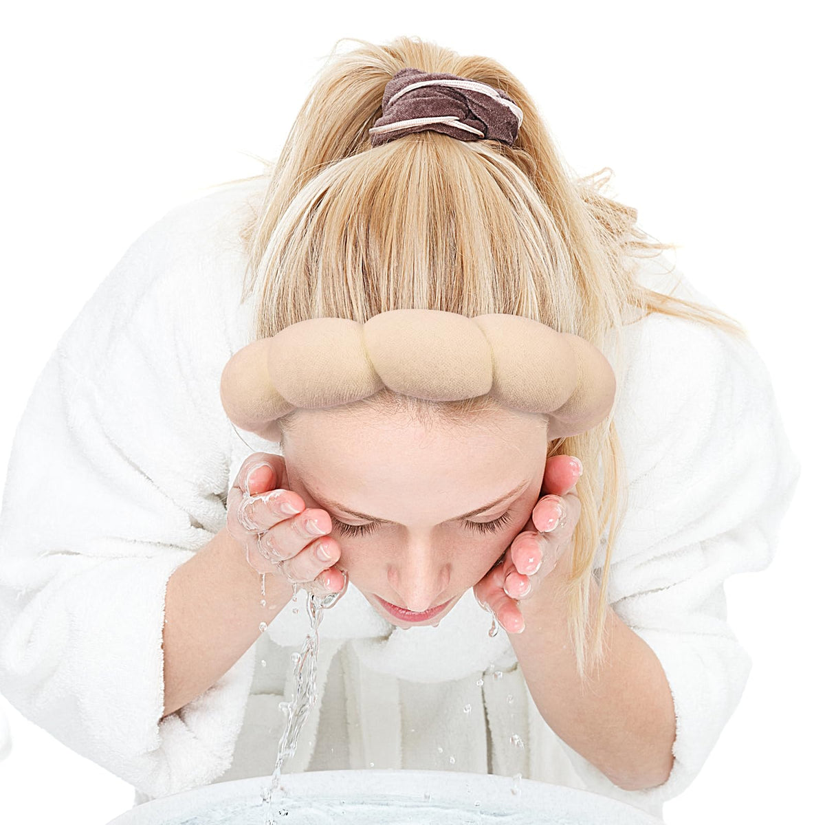 Zkptops headband styled in a bathroom spa scene for relaxed self-care routines