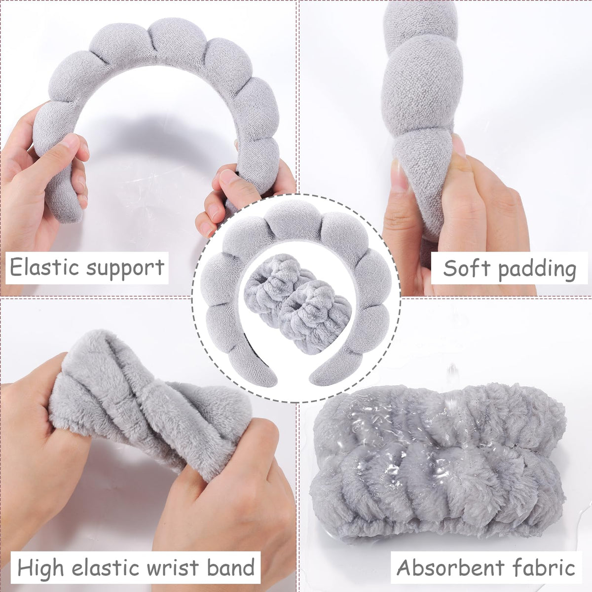 Zkptops on model in bathroom, keeps hair back for easy cleansing